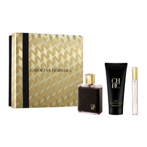 HCHSET3__03794 Carolina Herrera Set Ch Men 100ml + 10ml + Gel Ducha Caja Dorada