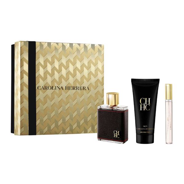 HCHSET3__03794 Carolina Herrera Set Ch Men 100ml + 10ml + Gel Ducha Caja Dorada